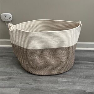 Two-Tone Woven Storage Basket